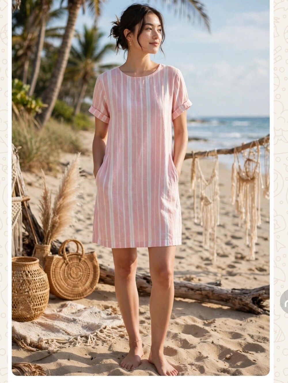 Linen/ Cotton blend Cute dress with side pockets